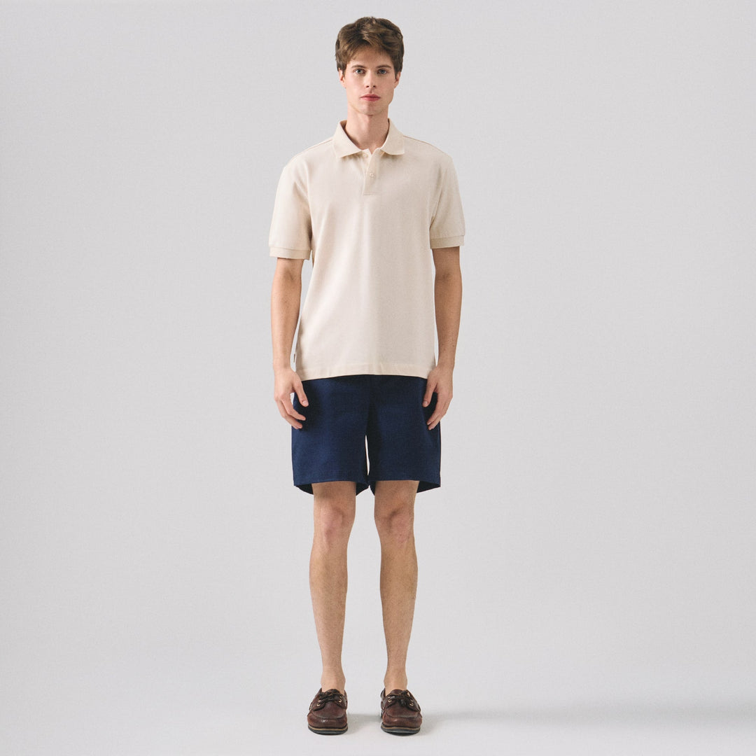 Regular Fit Polo Shirt With Textured Jacquard Collar In Micro Pique