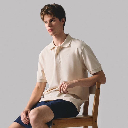 Regular Fit Polo Shirt With Textured Jacquard Collar In Micro Pique