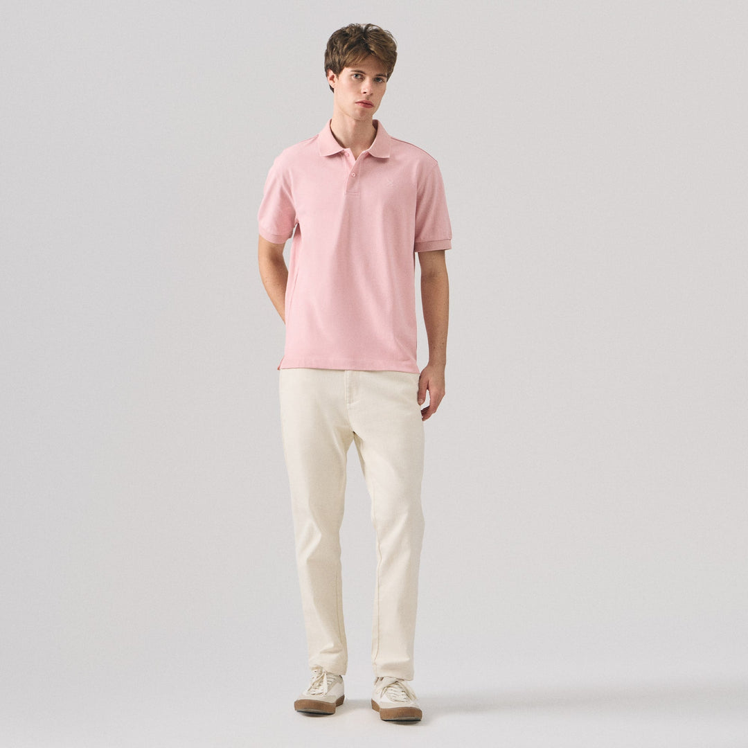 Regular Fit Polo Shirt With Textured Jacquard Collar In Micro Pique