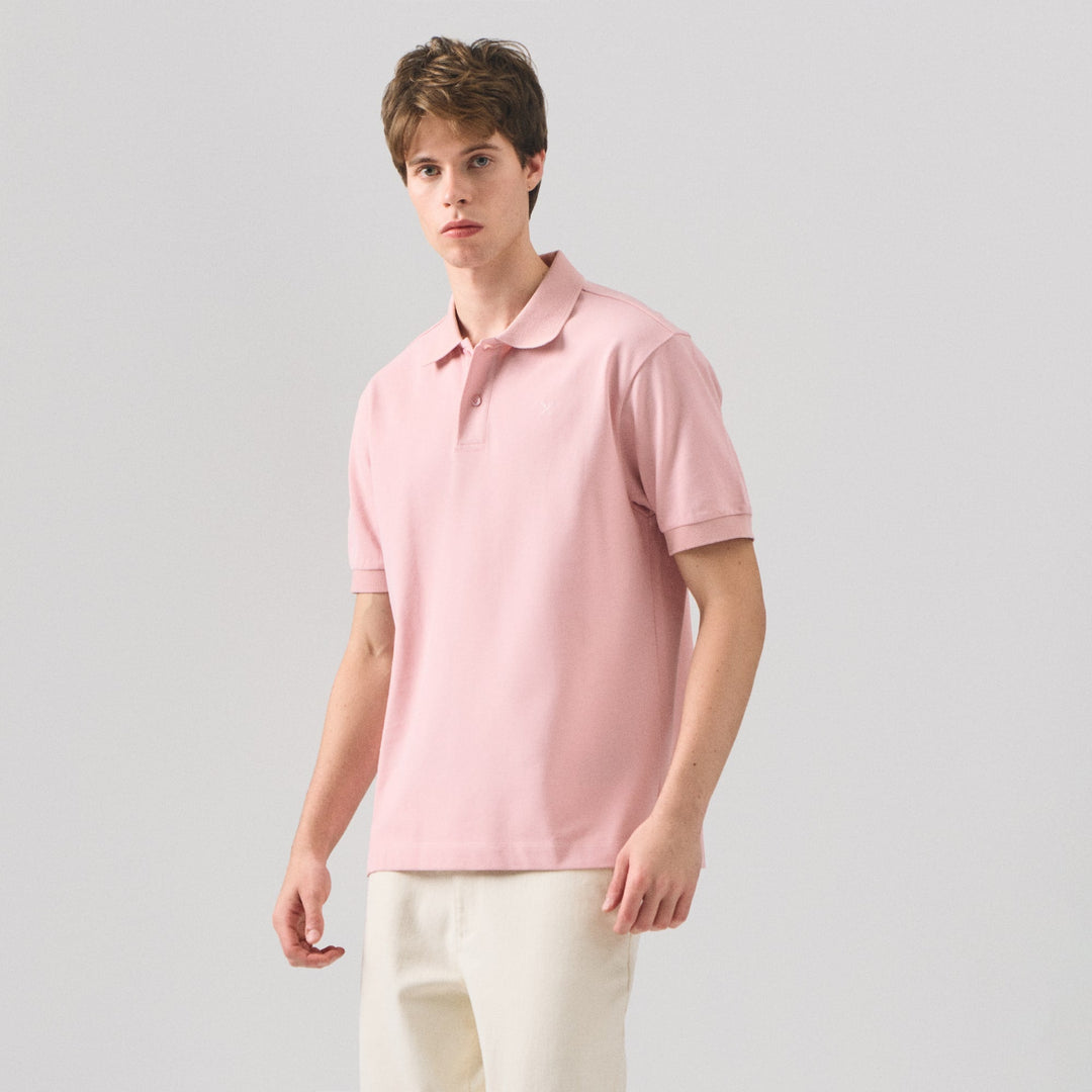 Regular Fit Polo Shirt With Textured Jacquard Collar In Micro Pique