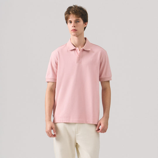 Regular Fit Polo Shirt With Textured Jacquard Collar In Micro Pique