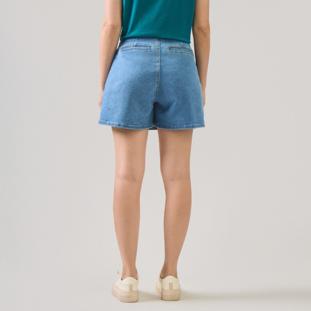 Mid-Wash Denim Skort