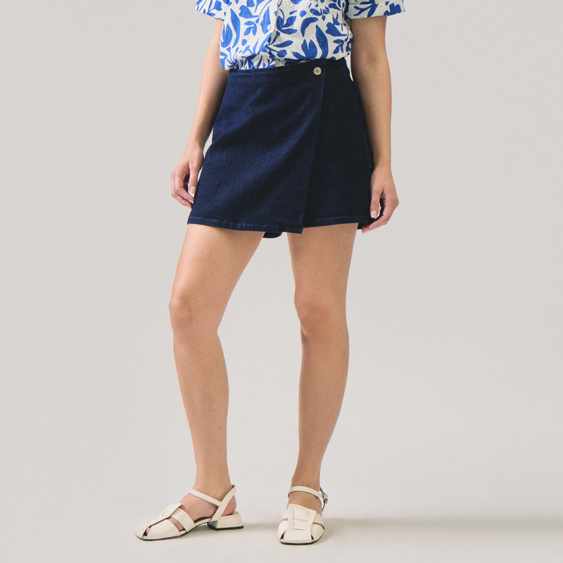 Dark Wash Denim Skort