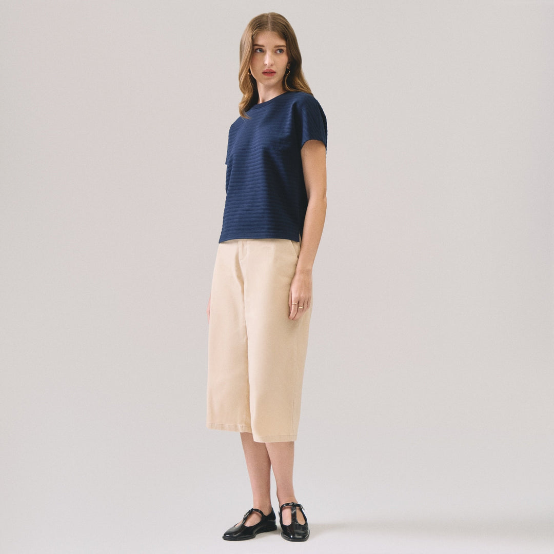 Jacquard Knit Striped T-Shirt