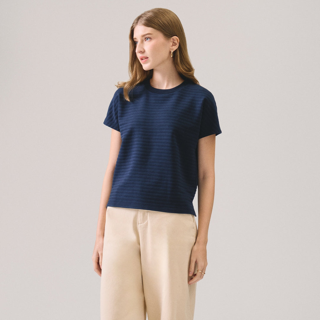 Jacquard Knit Striped T-Shirt