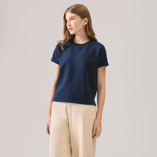 Jacquard Knit Striped T-Shirt