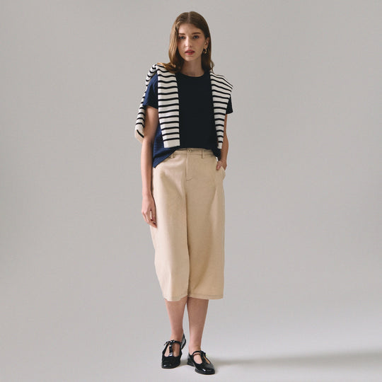 Jacquard Knit Striped T-Shirt