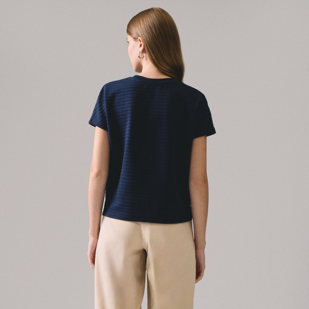Jacquard Knit Striped T-Shirt