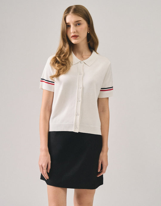 Knit Shirt With Tipping Detail