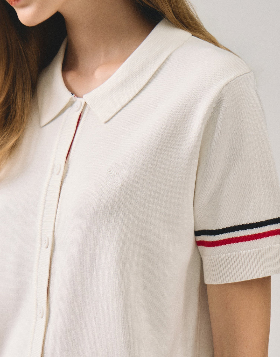 Knit Shirt With Tipping Detail