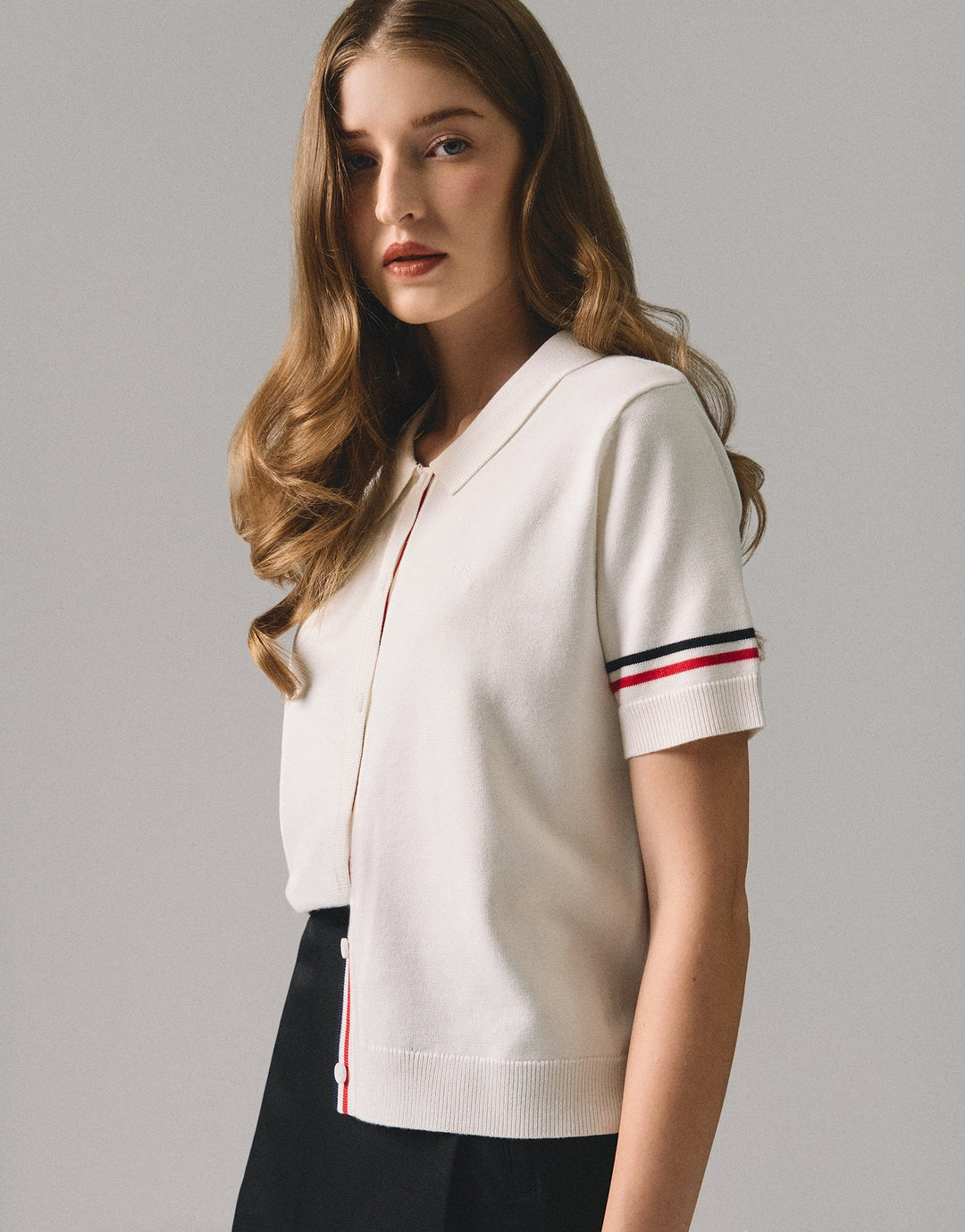 Knit Shirt With Tipping Detail