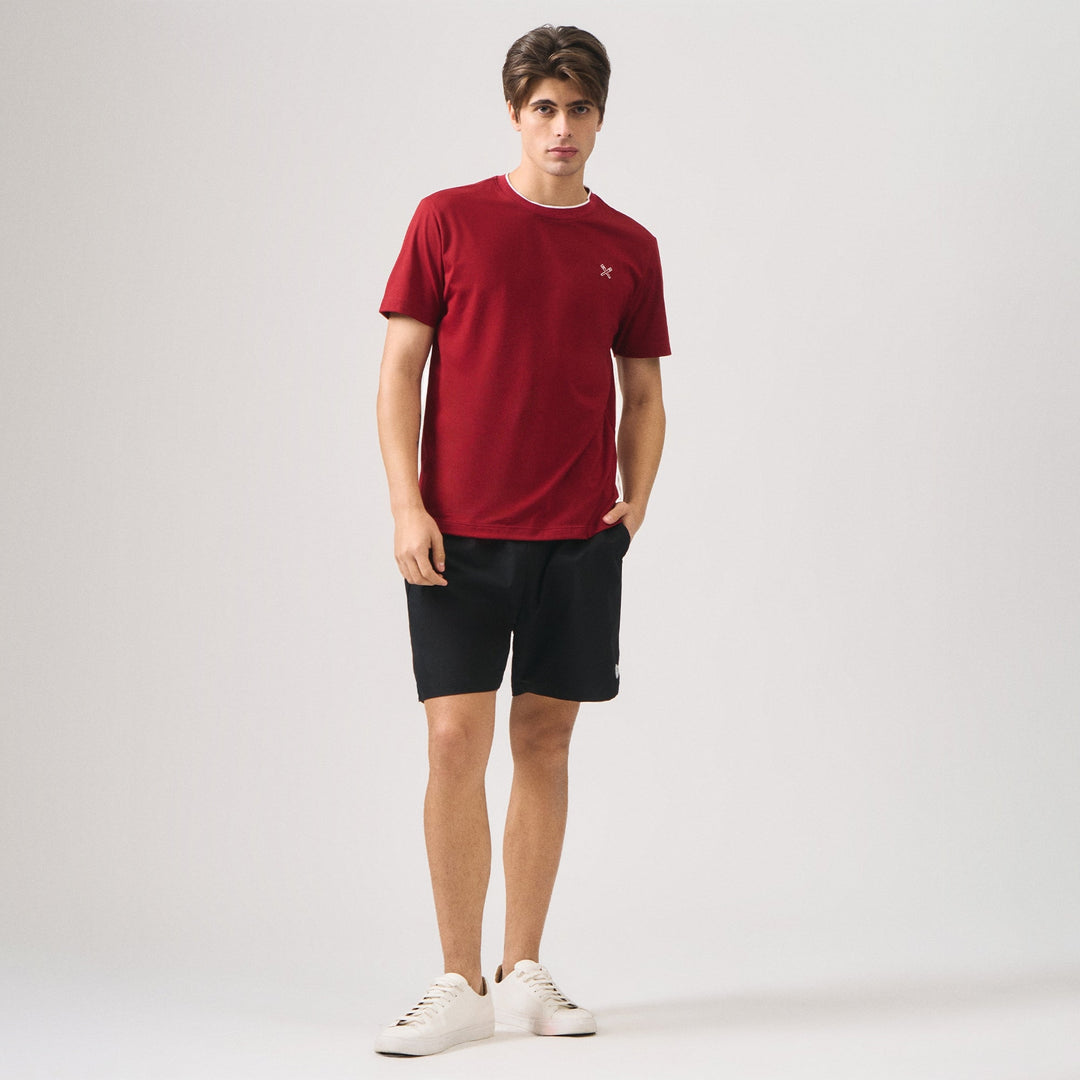 Regular Fit Basic T-Shirt With Contrast Tipping Detail In Single Jersey