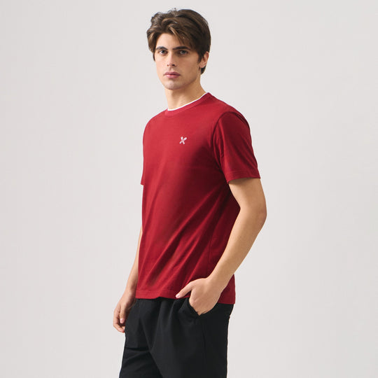 Regular Fit Basic T-Shirt With Contrast Tipping Detail In Single Jersey