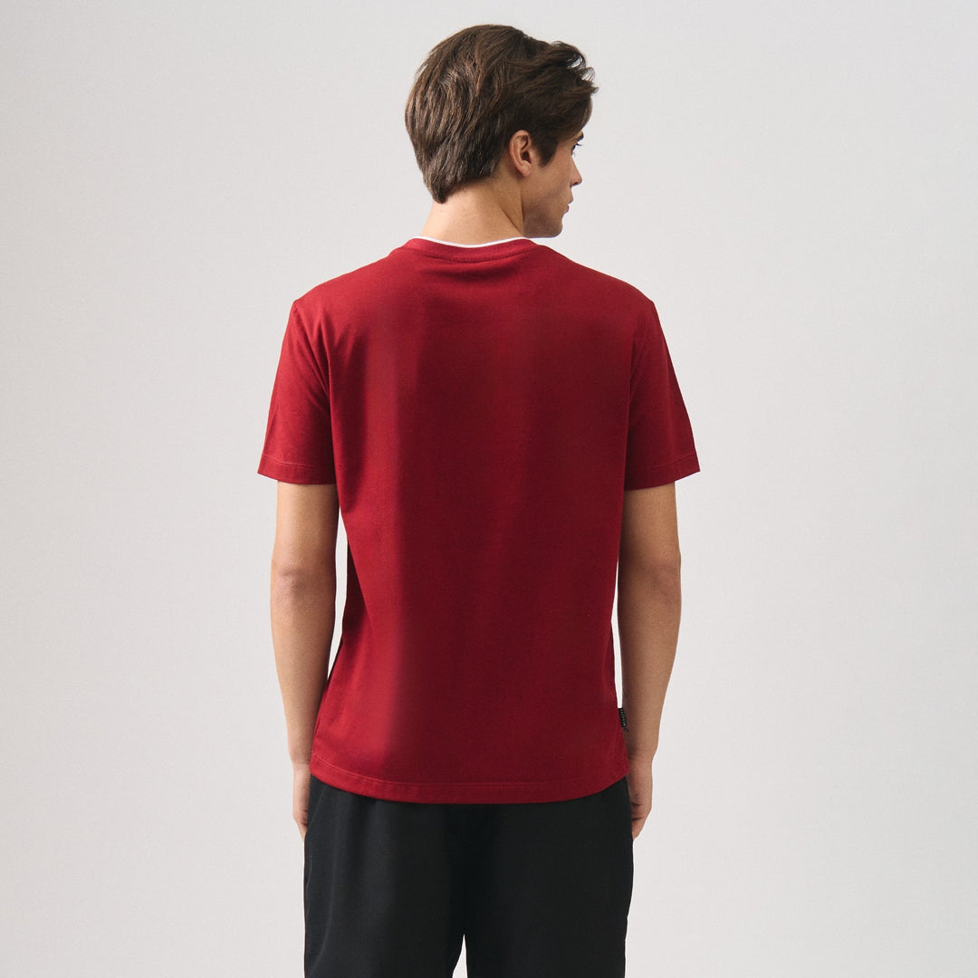 Regular Fit Basic T-Shirt With Contrast Tipping Detail In Single Jersey
