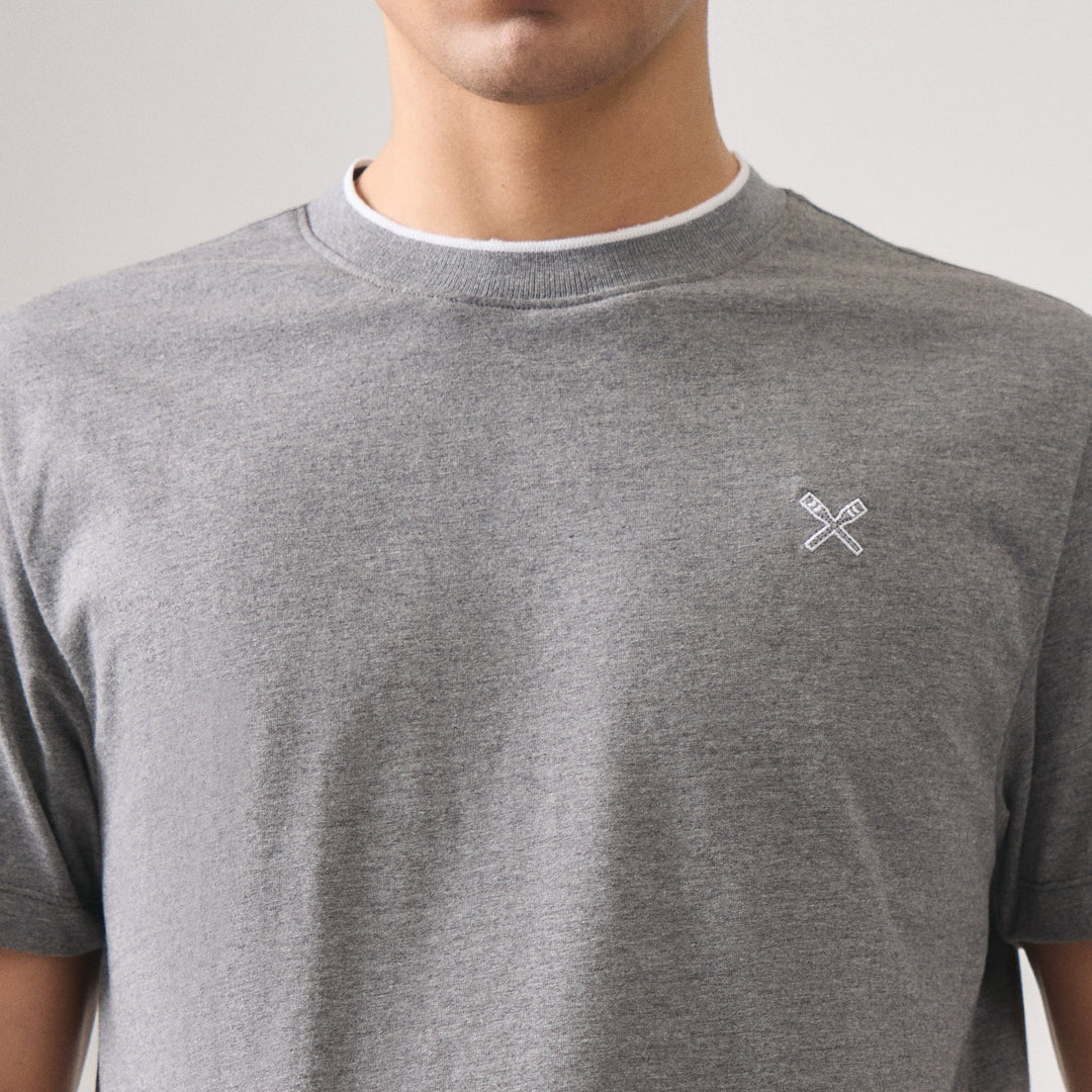 Regular Fit Basic T-Shirt With Contrast Tipping Detail In Single Jersey