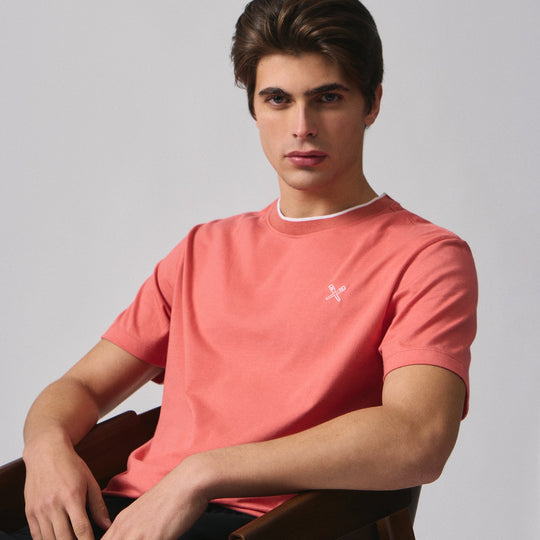 Regular Fit Basic T-Shirt With Contrast Tipping Detail In Single Jersey