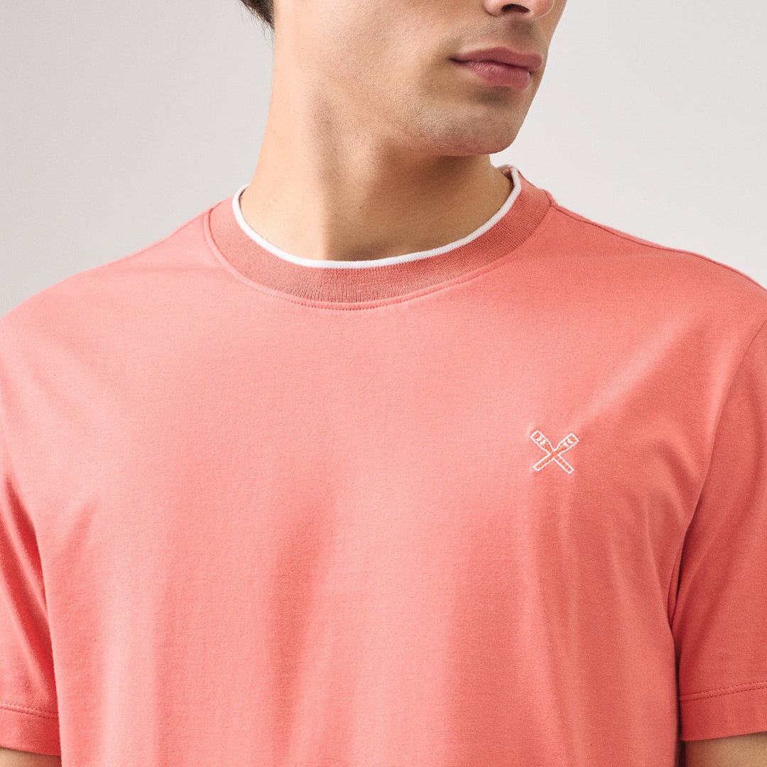 Regular Fit Basic T-Shirt With Contrast Tipping Detail In Single Jersey