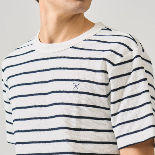 Regular Fit Striped T-Shirt In Honeycomb Pique