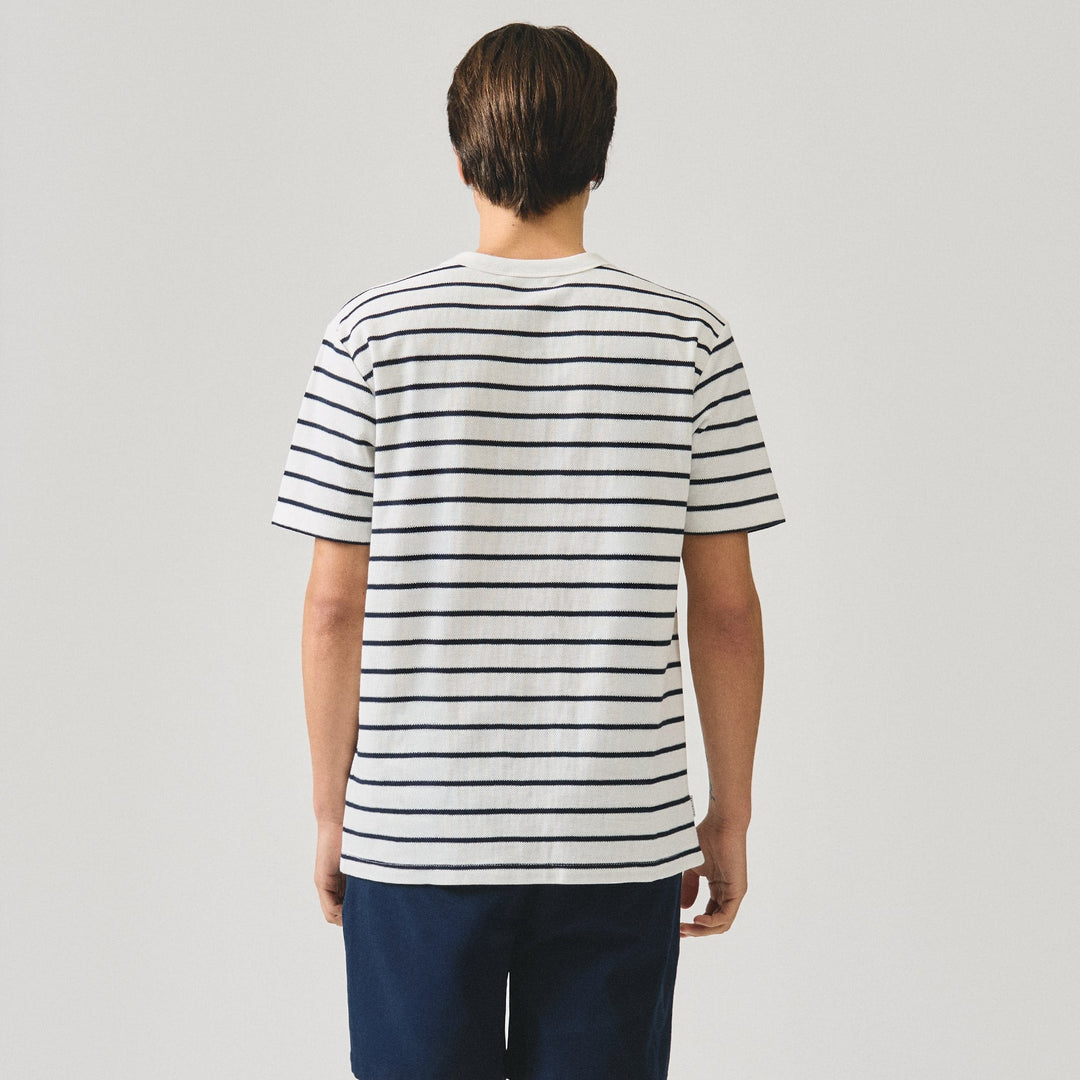 Regular Fit Striped T-Shirt In Honeycomb Pique