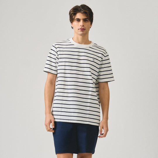 Regular Fit Striped T-Shirt In Honeycomb Pique