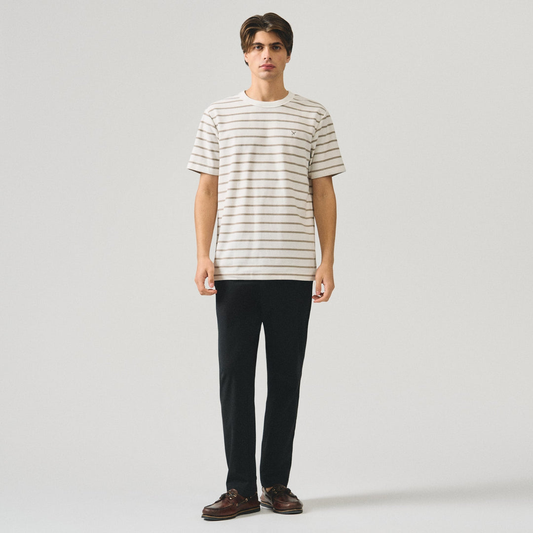 Regular Fit Striped T-Shirt In Honeycomb Pique