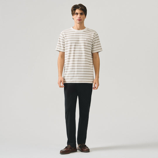 Regular Fit Striped T-Shirt In Honeycomb Pique