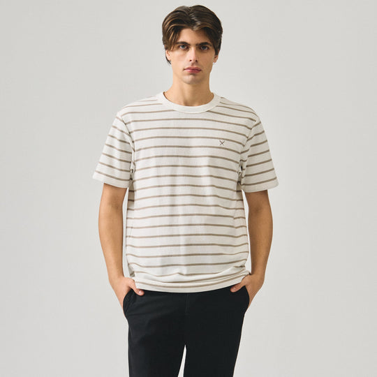 Regular Fit Striped T-Shirt In Honeycomb Pique