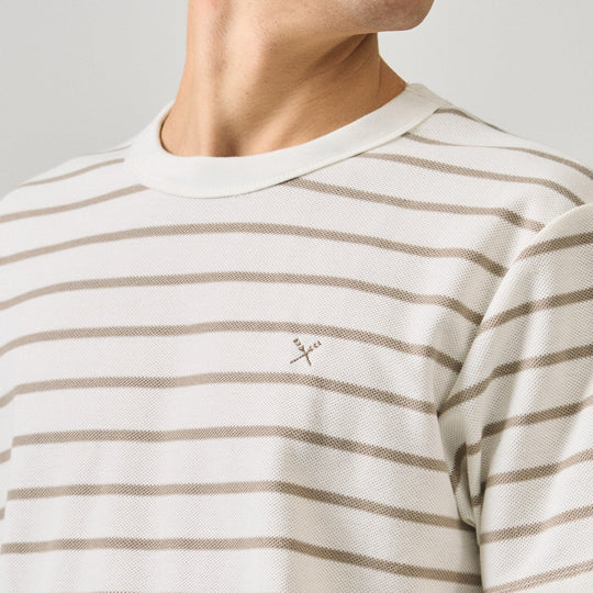 Regular Fit Striped T-Shirt In Honeycomb Pique