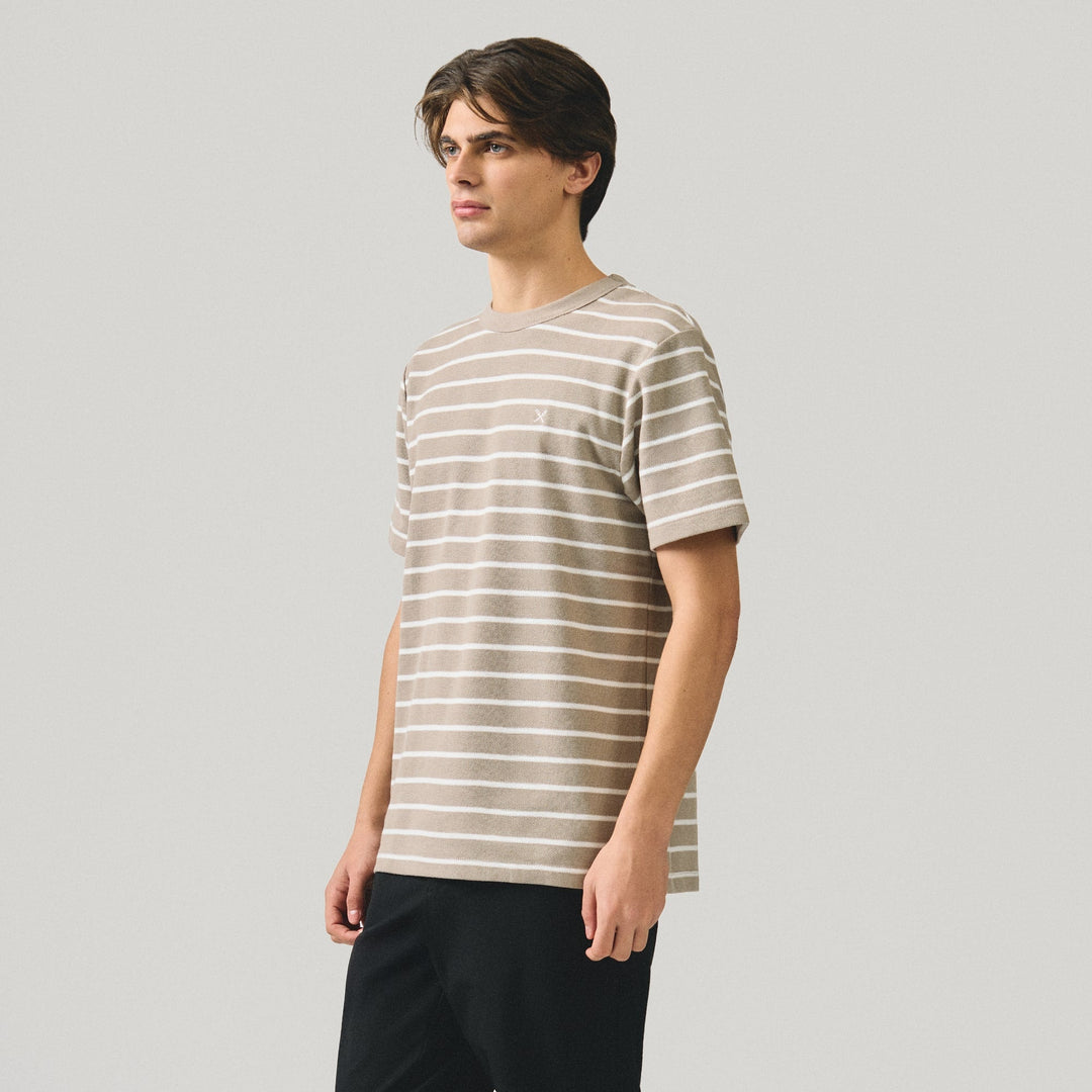 Regular Fit Striped T-Shirt In Honeycomb Pique