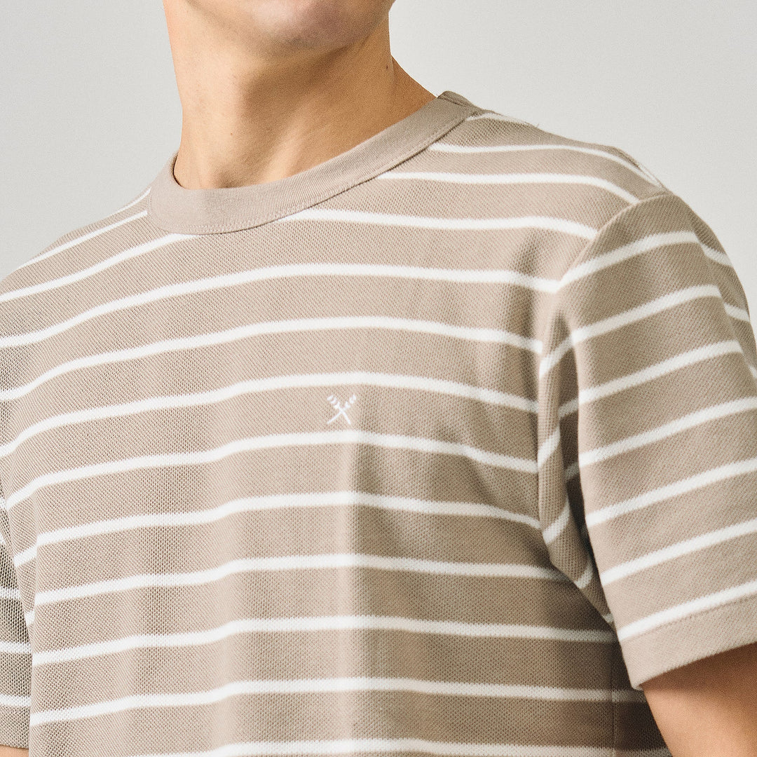 Regular Fit Striped T-Shirt In Honeycomb Pique