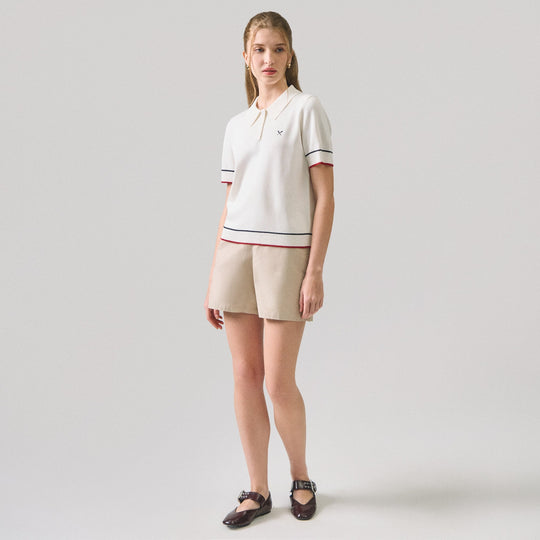 Knit Polo With Tipping Detail