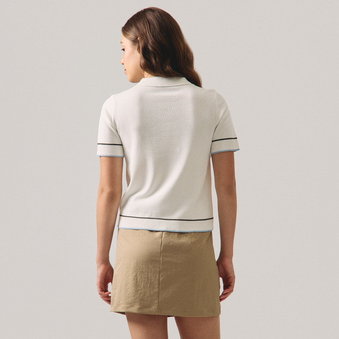 Knit Polo With Tipping Detail