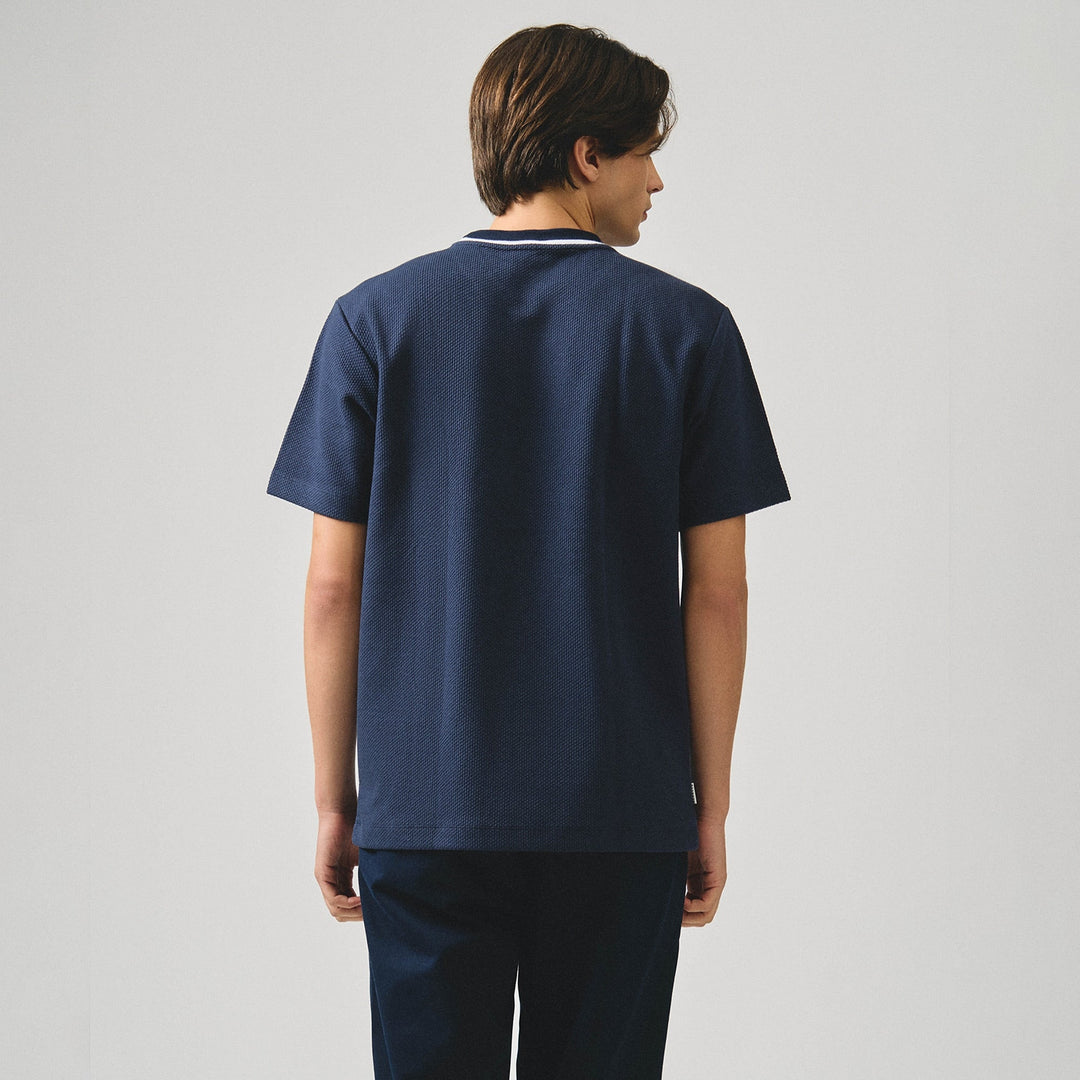 Regular Fit T-Shirt With Contrast Piping Detail In Textured Knit