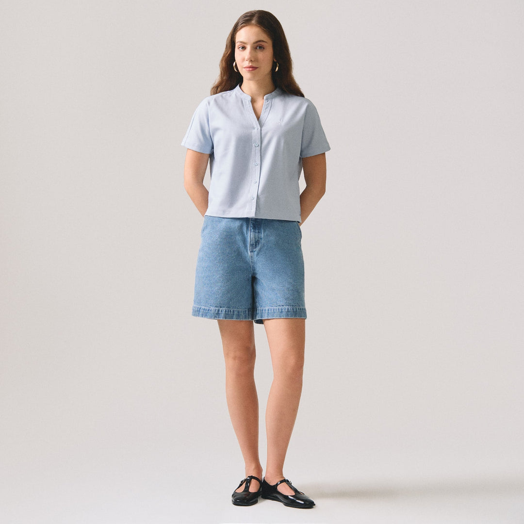 Y-Placket Button Down Shirt
