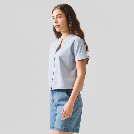 Y-Placket Button Down Shirt