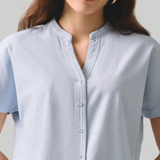 Y-Placket Button Down Shirt