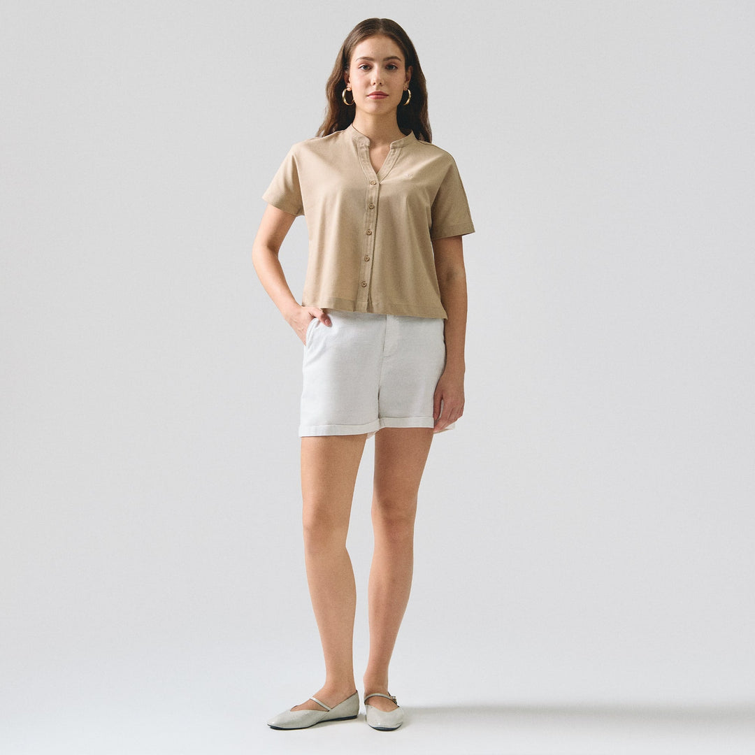 Y-Placket Button Down Shirt