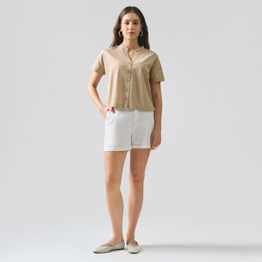 Y-Placket Button Down Shirt