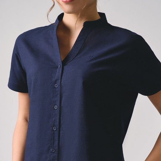 Y-Placket Button Down Shirt