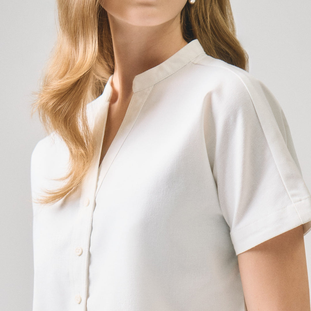Y-Placket Button Down Shirt