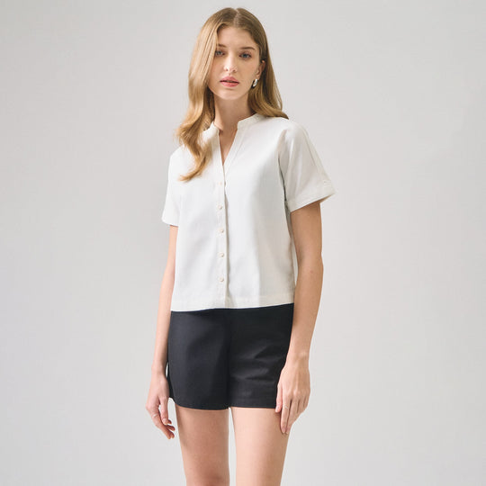 Y-Placket Button Down Shirt