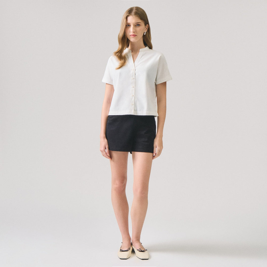 Y-Placket Button Down Shirt