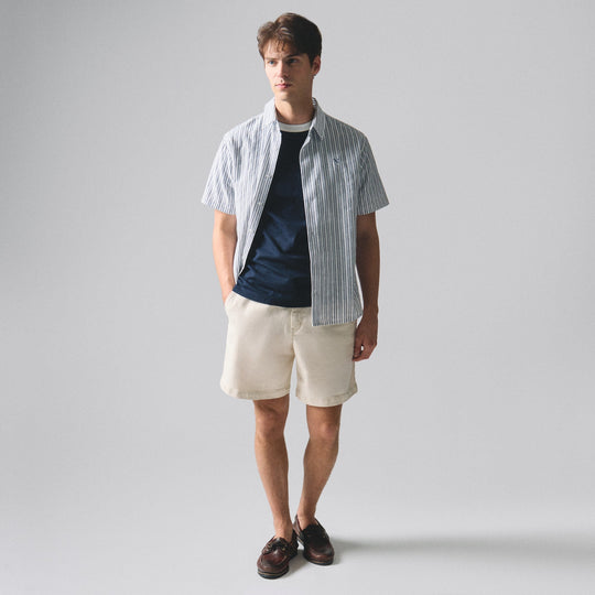 Regular Fit Ringer T-Shirt With Contrast Oar Embroidery In Honeycomb Pique