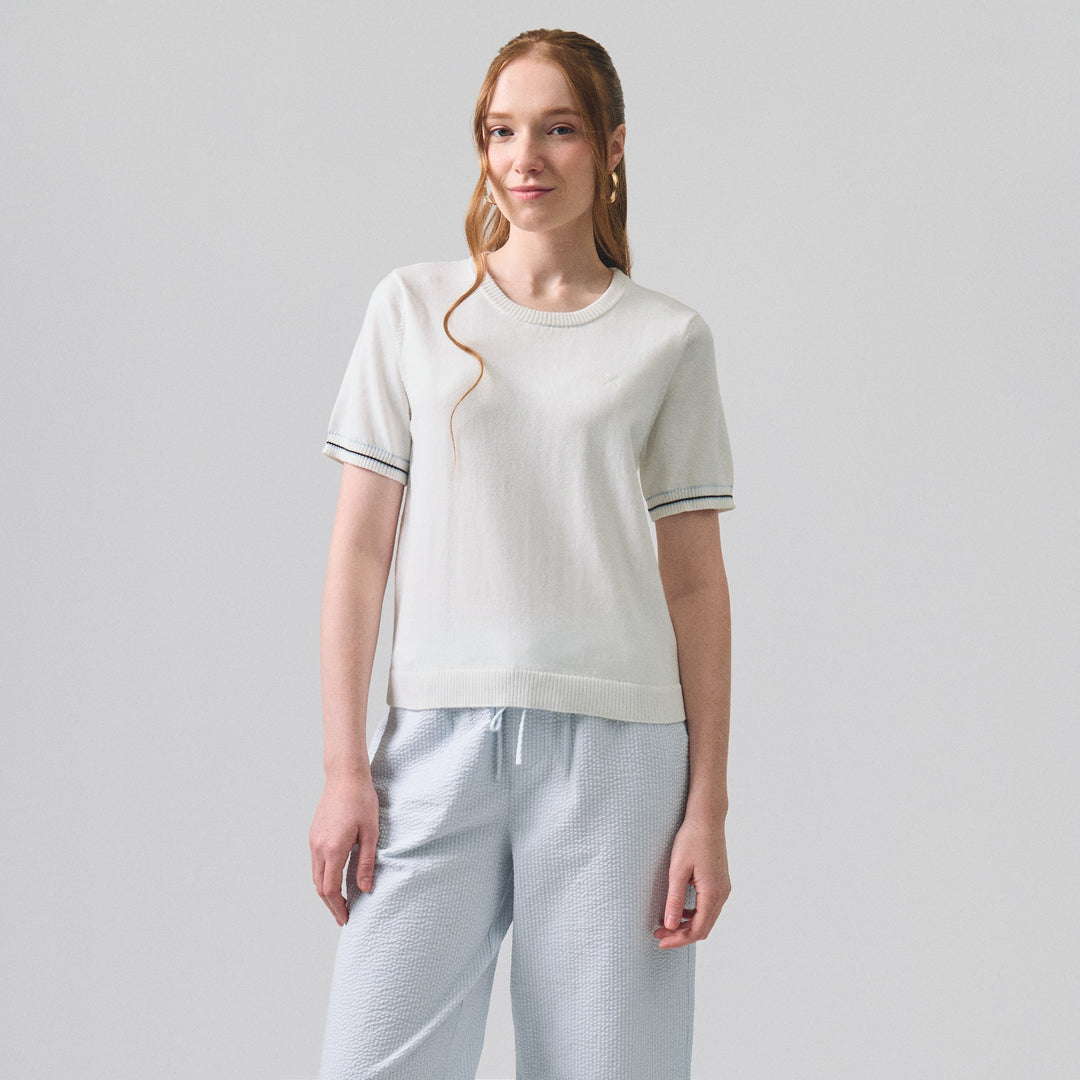 Knit Top With Contrast Cuff Detail