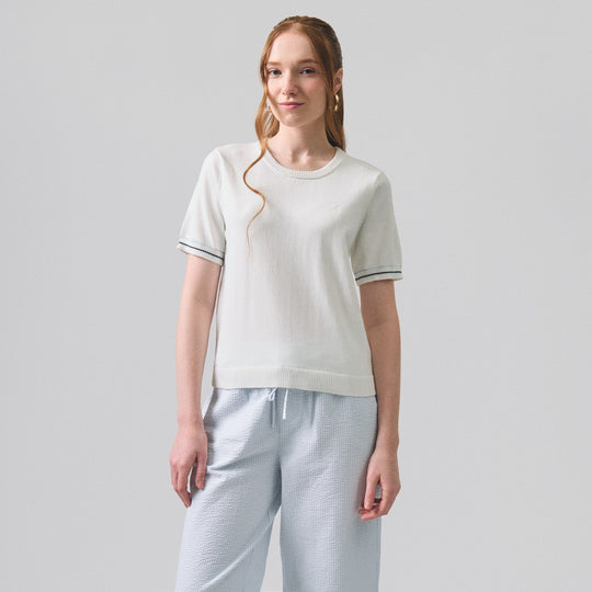 Knit Top With Contrast Cuff Detail