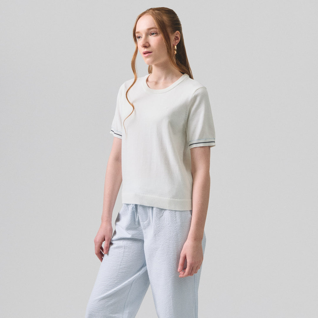 Knit Top With Contrast Cuff Detail