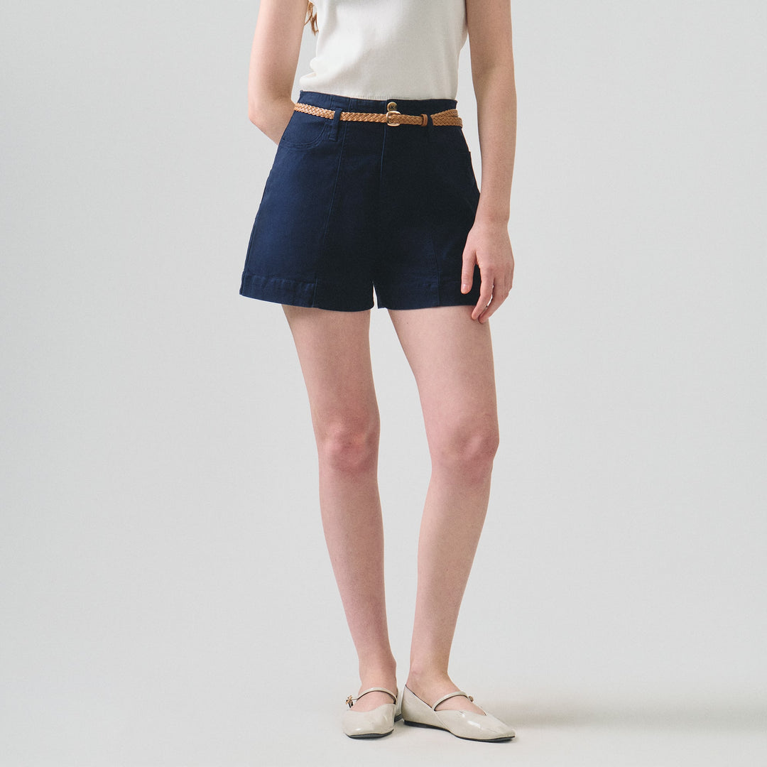Twill Shorts With Belt