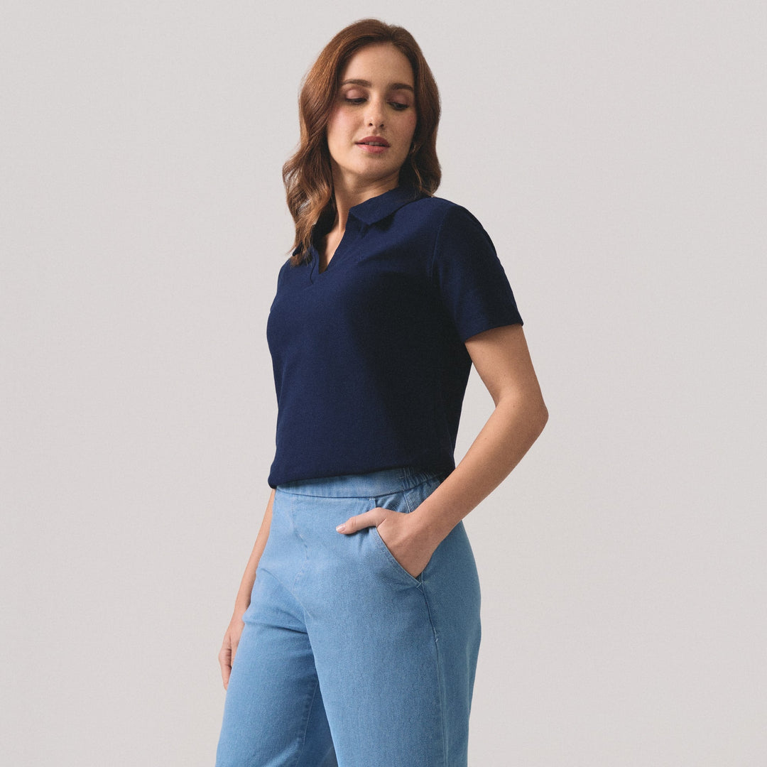 V-Neck Regular Fit Polo Pique