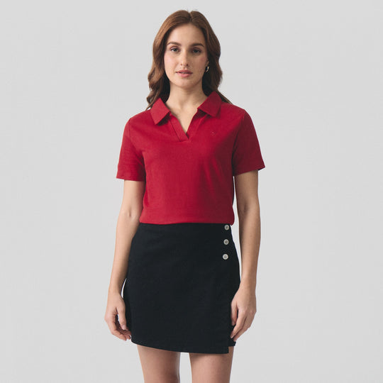 V-Neck Regular Fit Polo Pique