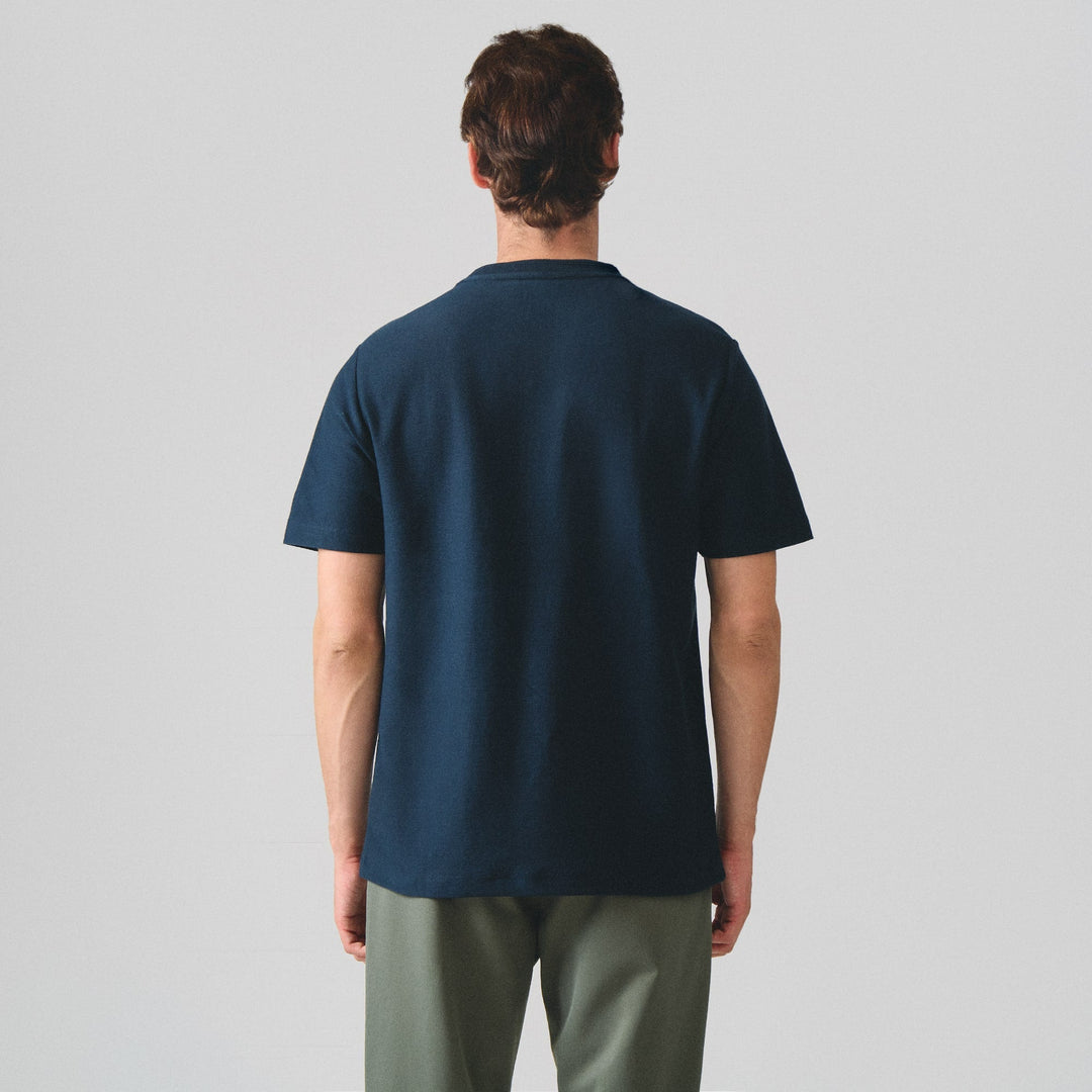 Regular Fit T-Shirt With Embossed Jacquard Neck Tipping